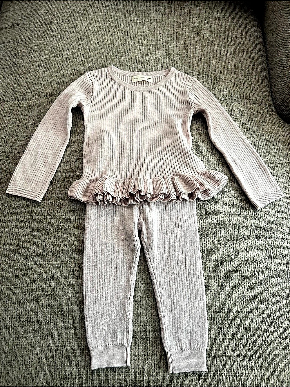 Quincy Mae Ribbed & Ruffle Matching 3 piece 45Set 18-24M